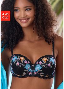 Balconette-BH Vivance, Damen, Gr. 90, Cup B, schwarz, multicolor, Spitze, Obermaterial: 95% Polyamid, 5% Elasthan, BHs Balconette-BH, mit B&uuml;gel & Push-up-Kissen, mit sch&ouml;ner, floraler Spitze, sexy Dessous
