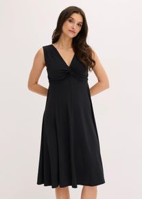 bonprix Shirtkleid mit V-Ausschnitt, schwarz, Gr.52/54 (XXL), Elegantes Shirtkleid mit bequemen smock Einsatz hinten