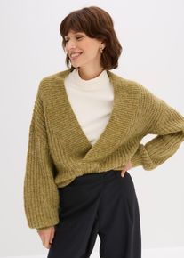 bonprix Grobstrick-Pullover, gr&uuml;n, Gr.48/50 (XL), Kuscheliger Pullover mit tiefem V-Ausschnitt