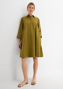 bonprix Blusenkleid aus reiner Bio-Baumwolle, gr&uuml;n, Gr.44, Knielanges Blusenkleid in A-Linie mit verdeckter Knopfleiste, 100% Baumwolle (organic)