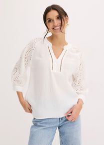 bonprix Tunika aus luftigem Musselin, wei&szlig;, Gr.36, Sch&ouml;ne Musselin-Tunika mit modischer Lochstickerei, aus 100% Baumwolle,Musselin