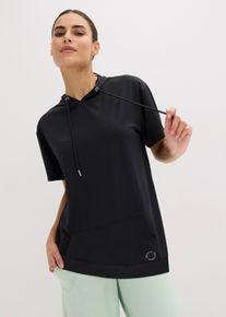 bonprix Oversized Sport-Shirt mit Kapuze schnelltrocknend, schwarz, Gr.56/58 (3XL), Sport-Shirt mit Taschen und Kapuze im oversized Schnitt mit Quick Dry Effekt