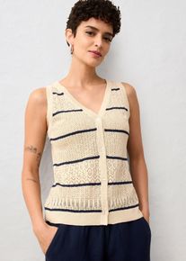 bonprix Ajour-Strickweste mit Leinenanteil, beige, Gr.36/38 (S), trendige Ajour-Strickweste mit Leinenanteil, aus Leinen