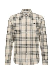 Langarmhemd Mustang "Herren Style Rawlins", Damen, Gr. M, US-Gr&ouml;&szlig;en, bunt 12852, Twill, 55% Leinen, 45% Baumwolle, kariert, regular fit, Hemden Langarmhemd