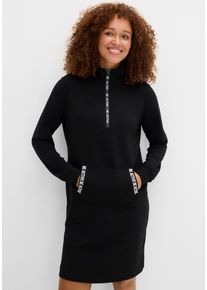 Sweatkleid bonprix, Damen, Gr. 40/42 (M), N-Gr, schwarz bedruckt, Sweatware, Obermaterial: 60% Viskose, 35% Polyester, 5% Elasthan, bequem, Kleider Sweatkleid, f&uuml;r den Alltag, mit langem Arm, aus Viskose-Mix, Casual Stil