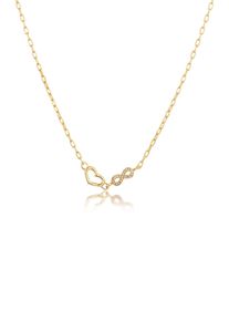 Silberkette Elli "Halskette Herz Infinity Glas Kristalle Wei&szlig; 925 Sterling Silber" Gr. 40, gold, Halsketten, Damen, mit Stein, Silber 925 (Sterlingsilber), Silberkette