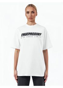 Oversize-Shirt Trueprodigy "Toni F Logo Print Oversized Rundhals", Damen, Gr. S, wei&szlig;, Obermaterial: 100% Baumwolle CO., Rundhals, Shirts Oversize-Shirt