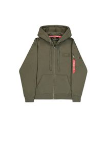 Hoodie Alpha Industries "Backprint Zip Hoodie", Herren, Gr. S, schwarz olive, Obermaterial: 80% Baumwolle, 20% Polyester, regular fit, Sweatshirts Hoodie