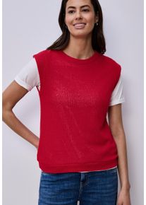 Stricktop Street One, Damen, Gr. 40, salsa rot, Jersey, Obermaterial: 49% Polyester, 41% Baumwolle, 10% Viskose, unifarben, tailliert h&uuml;ftbedeckend, Rundhals, Tops Stricktop, im Strick-Look
