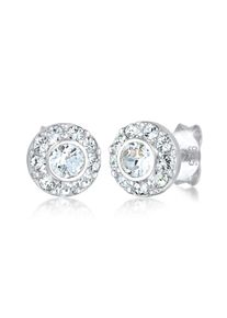 Paar Ohrstecker Elli "Ohrringe Rund Glamour&ouml;s 925 Silber, mit Kristallen von Swarovski" Gr. 13,5, silber, Ohrringe, Damen, Silber 925 (Sterlingsilber), Paar Ohrstecker