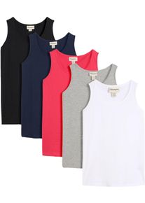 Longtop bonprix, Damen, Gr. 44/46 (L), hibiskuspink, hellgrau meliert, wei&szlig;, schwarz, dunkelblau, Jersey, Obermaterial: 90% Baumwolle, 10% Viskose, figurumspielend Po-bedeckend, Rundhals, eingefasste Kante, Tops Longtop, figurumspielende Passform, po-bedeckend, Topseller