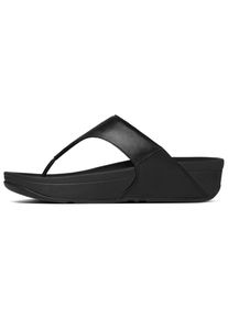 Dianette fitflop "LULU LEATHER TOEPOST", Damen, Gr. 39, schwarz, Rindsleder, unifarben, Schuhe Dianette, Pool Slides, Pantolette, Badeschuh mit Keilabsatz