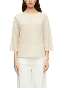 3/4 Arm-Pullover comma, Damen, Gr. 34, oat milk, Strick, Obermaterial: 57% Leinen, 27% Viskose, 16% Polyester, unifarben, l&auml;ssig geschnitten h&uuml;ftbedeckend, Rundhals, abgesteppte Kante, Pullover 3/4 Arm-Pullover, Leichter Pullover mit Leinen und Viskose