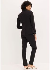 Hosenanzug bonprix "Hosenanzug 2-tlg", Damen, Gr. 46, N-Gr, schwarz (schwarz (l&auml;nge: regul&auml;r)), Web, Obermaterial: 80% Polyester, 15% Viskose, 5% Elasthan. Futter: 100% Polyester, gepflegt, unifarben, regular fit, Anz&uuml;ge Hosenanzug, Regular Fit, mit Elasthan-Anteil, verschiedene Konfektionsgr&ouml;&szlig;en, Topseller