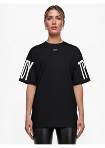 Oversize-Shirt Trueprodigy "Viktor F Logo Print Oversized Rundhals", Damen, Gr. M, schwarz, Obermaterial: 100% Baumwolle CO., Rundhals, Shirts Oversize-Shirt