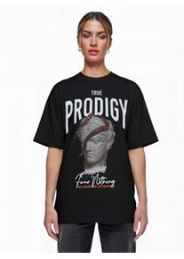 Oversize-Shirt Trueprodigy "Jamie F Logo Print Oversized Rundhals", Damen, Gr. L, schwarz, Obermaterial: 100% Baumwolle CO., Rundhals, Shirts Oversize-Shirt