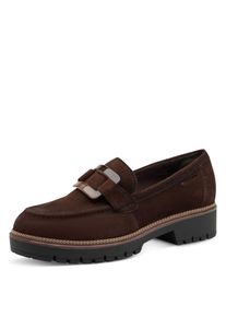 Loafer Tamaris, Damen, Gr. 39, mokka, Ziegenveloursleder, unifarben, Schuhe Loafer, Blockabsatz, Slipper, Businesschuh mit Touch-It-Ausstattung