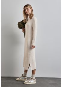 Maxikleid Street One, Damen, Gr. 44, N-Gr, beige (oak beige), Strick, Obermaterial: 50% Nylon, 27% Polyacryl, 18% Baumwolle, 5% Elasthan, unifarben, bequem 7/8-L&auml;nge, Rundhals, Kleider Maxikleid, in Strick-Qualit&auml;t
