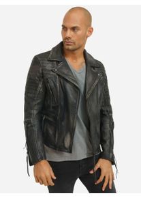 Lederjacke Trueprodigy "Bryan mit Waschung und Rei&szlig;verschl&uuml;ssen", Damen, Gr. M, schwarz, Obermaterial: 100% Ziegenleder goatskin., slim fit, Jacken Lederjacke