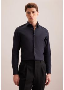 Flanellhemd Seidensticker "Schwarze Rose", Herren, Gr. XXL (46), normale &Auml;rmell&auml;ngen, dunkelblau, 100% Baumwolle, unifarben, tailored fit, 2-Knopf-Manschette, Hemden Flanellhemd, Shaped 1/1 Kentkragen Uni