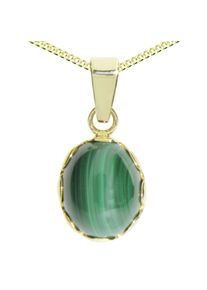 Kette und Anh&auml;nger Set OSTSEE-SCHMUCK "- K&auml;the - Gold 333/000 - Malachit" Gr. 42, gold (gold 333, goldfarben, gelb), Schmuck_Sets, Damen, 42, Gelbgold 333, Kette und Anh&auml;nger Set