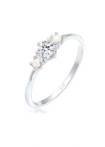 Verlobungsring Elli "Ring Glas Kristalle Synthetische Perle Wei&szlig; 925 Sterling Silber" Gr. 52, silber, Fingerringe, Damen, 52, Silber 925 (Sterlingsilber), Verlobungsring