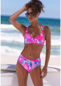 B&uuml;gel-Bikini-Top Sunseeker "Butterfly", Damen, Gr. 46, Cup B, pink, blau bedruckt, Obermaterial: 84% Polyamid, 16% Elasthan. Futter: 92% Polyester, 8% Elasthan, bedruckt, Bikini-Oberteile B&uuml;gel-Bikini-Top, mit Schmetterling-Design