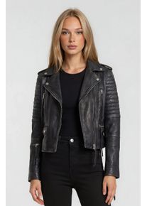 Lederjacke Trueprodigy "Avril mit Waschung und Rei&szlig;verschluss Details", Damen, Gr. XS, schwarz, Obermaterial: 100% Ziegenleder goatskin., slim fit, Jacken Lederjacke