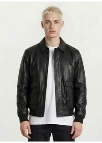 Lederjacke Trueprodigy "Ryder Oversizejacke mit aufgesetzte Taschen und Rippb&uuml;ndchen", Damen, Gr. L, schwarz, Obermaterial: 100% Schafsleder sheepskin., Jacken Lederjacke