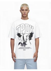 Oversize-Shirt Trueprodigy "Yuki Logo Print Oversized Rundhals", Damen, Gr. XL, wei&szlig;, Obermaterial: 100% Baumwolle CO., Rundhals, Shirts Oversize-Shirt