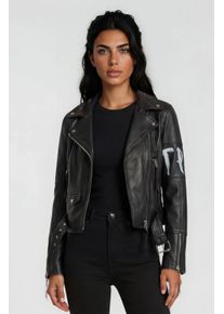 Lederjacke Trueprodigy "Laila mit auff&auml;lligem Print und G&uuml;rtel", Damen, Gr. S, schwarz, Obermaterial: 100% Schafsleder sheepskin., slim fit, Jacken Lederjacke