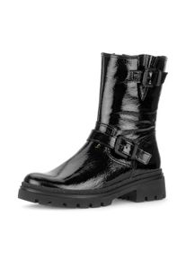 Bikerboots Gabor "FLORENZ", Damen, Gr. 40, schwarz, Lackleder, gl&auml;nzend, Schuhe Bikerboots, Blockabsatz, Stiefelette mit einer Schafth&ouml;he von 21 cm, G-Weite