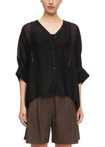 Schlupfbluse comma, Damen, Gr. L, grau, schwarz, Web, Obermaterial: 85% Viskose, 15% Polyester, unifarben, l&auml;ssig geschnitten h&uuml;ftbedeckend, V-Ausschnitt, abgerundeter Saum, Blusen Schlupfbluse, Transparente Sommerbluse mit V-Ausschnitt