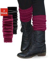 Beinstulpen Lavana, Damen, lila (bordeaux, schwarz), Strick, Wolle, meliert, Stulpen Beinstulpen, und Armstulpen