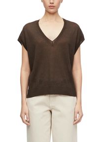 Pullunder comma, Damen, Gr. L, braun, Strick, Obermaterial: 57% Leinen, 27% Viskose, 16% Polyester, unifarben, l&auml;ssig geschnitten h&uuml;ftbedeckend, V-Ausschnitt, B&uuml;ndchen, Pullover Pullunder, mit V-Ausschnitt und Viskose-Leinen