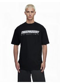 Oversize-Shirt Trueprodigy "Toni Logo Print Oversized Rundhals", Damen, Gr. L, schwarz, Obermaterial: 100% Baumwolle CO., Rundhals, Shirts Oversize-Shirt