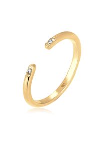 Silberring Elli "Ring Glas Kristalle Wei&szlig; 925 Sterling Silber Offen", gold, Fingerringe, Damen, Silber 925 (Sterlingsilber), Silberring