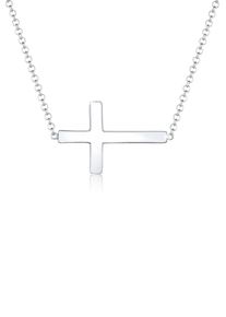 Kette mit Anh&auml;nger Elli "Halskette Kreuz Faith 925 Sterling Silber Kommunion" Gr. 40, silber, Halsketten, Damen, ohne Stein, Silber 925 (Sterlingsilber), Kette mit Anh&auml;nger