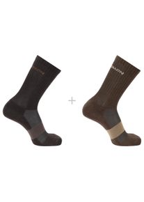 Socken Salomon "EVASION CREW 2-PACK", Damen, Gr. L (42/44), schwarz earth,, Obermaterial: 65% Baumwolle, 32% Polyamid, 3% Elasthan, Socken Socken, f&uuml;r sportliche Aktivit&auml;ten, hoher Baumwollanteil, mit Polyamid