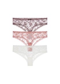 Brasilslip Dorina "Lana Essential Lace", Damen, Gr. XS, ivory, braun, pink, Spitze, Obermaterial: 90% Polyamid, 10% Elasthan, k&ouml;rpernah, Unterhosen Brasilslip, mit Spitze, leicht transparent, bequem, weich
