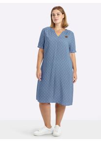 sheego Gro&szlig;e Gr&ouml;&szlig;en Tunikakleid in A-Linie, mit Grafikprint, bleu-rauchblau-bedruckt, Gr&ouml;&szlig;e 56 - Damen