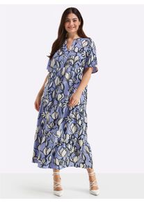 sheego Gro&szlig;e Gr&ouml;&szlig;en A-Linien-Kleid mit Volants, flieder-ecru-bedruckt, Gr&ouml;&szlig;e 46 - Damen