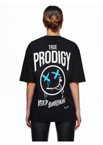 Oversize-Shirt Trueprodigy "Kenji F Logo Print Oversized Rundhals", Damen, Gr. XL, schwarz, Obermaterial: 100% Baumwolle CO., Rundhals, Shirts Oversize-Shirt