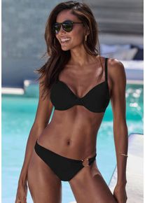 B&uuml;gel-Bikini French Connection, Damen, Gr. 42, Cup F, schwarz, Recycling-Polyamid, unifarben, Bikini-Sets B&uuml;gel-Bikini, mit Zierdetail an der Hose