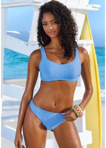 B&uuml;gel-Bikini-Top s.Oliver "Oana", Damen, Gr. 38, Cup C, blau, Microfaser, Strukturmuster, Bikini-Oberteile B&uuml;gel-Bikini-Top, mit Strukturmuster
