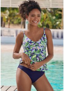 Tankini-Top s.Oliver, Damen, Gr. 46, Cup C/D, gr&uuml;n, blau bedruckt, Recycling-Polyamid, bedruckt, Bikini-Oberteile Tankini-Top, mit modernem Allover-Print
