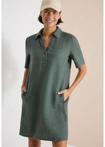 Blusenkleid Cecil, Damen, Gr. XXL (46), N-Gr, just khaki, Web, Obermaterial: 100% Leinen, unifarben, figurumspielend kniefrei, V-Ausschnitt, Aufschlag, Kleider Blusenkleid, Sommerkleid aus Leinen
