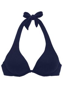 B&uuml;gel-Bikini-Top s.Oliver "Oana", Damen, Gr. 42, Cup E, marine, Microfaser, Strukturmuster, Bikini-Oberteile B&uuml;gel-Bikini-Top, mit Strukturmuster