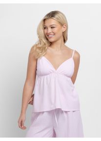 Spaghettitop Dorina "Diana", Damen, Gr. XS, wei&szlig;, pink print, Obermaterial: 79% Polyester, 20% Polyamid, 1% Elasthan, normal h&uuml;ftlang, tiefer V-Ausschnitt, Tops Spaghettitop, tiefer V-Ausschnitt, schmales Unterbrustband mit Gummizug, gestreift