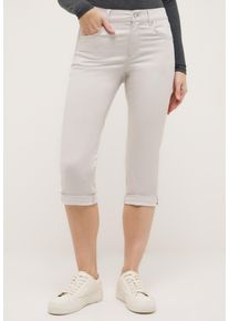 Caprijeans Angels "CICI TURN UP", Damen, Gr. 44, N-Gr, summer grau used, Denim/Jeans, Obermaterial: 89% Baumwolle, 8% Polyester, 3% Elasthan, unifarben, slim fit kniebedeckend, Jeans Caprijeans, mit Stretch und Aufschlag